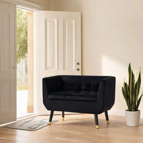 Pouf coloris noir en polyester mousse 107 x 42 x 65 cm (1/5)