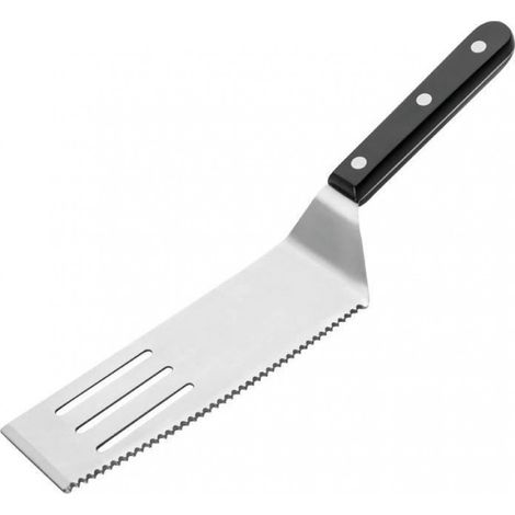 Spatule et coupe gâteau 2 en 1 - - Inox - Manche noir - Lame dentelée - 29 cm (1/3)