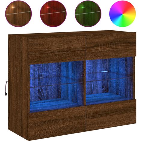 Maison Exclusive - TV-Wandschrank mit LED-Leuchten Braun Eichen-O