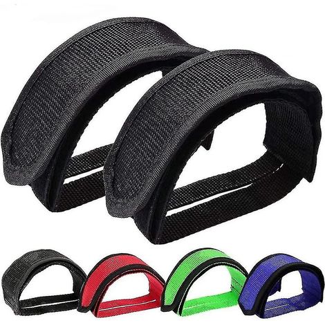 Paire de sangles de pédales pour vélo à pignon fixe, avec cale-pieds et ruban adhésif. (1/5)