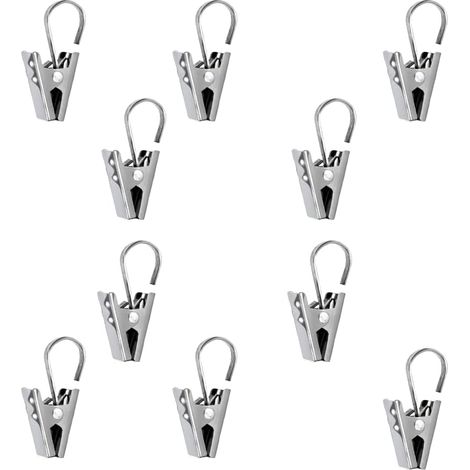 Pince Rideau, 10 Pcs Accroche Rideau en Acier Inoxydable, Pinces à Rideaux en Métal, Anneaux Rideaux avec Pince, pour la Décoration de la Fenêtre, Photographies, etc (1/5)