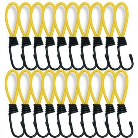 20 Stück elastische Bungee-Seile mit Haken, elastisches Bungee-Seil, Planen-Bungee-Seil, Bungee-Seil geeignet für Transportanhänger, fy