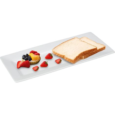 Piatto Vassoio da Portata Bianco Ceramica Rettangolare Colazione Aperitivi Cena