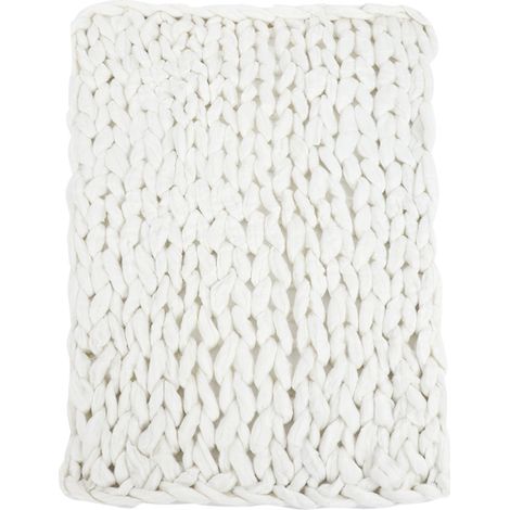 Knitted Chunky Plush Sofa BLANKET Warm Soft Super Big Bulky (Whtie 100  120cm / 39.4  47.2in) (1/5)