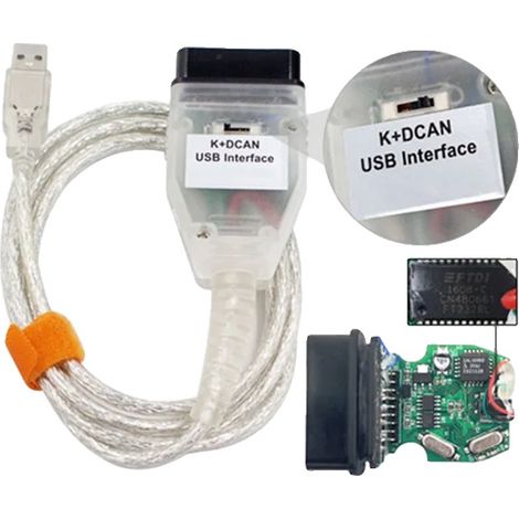 Cable de diagnóstico OBDII, interfaz USB, chip FTDI, blanco (1/2)