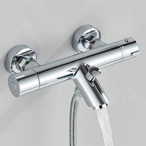 BOMCLAP  Robinet thermostatique de baignoire avec thermostat, mitigeur de bain en laiton, mitigeur de douche thermostatique pour salle de bain (1/4)