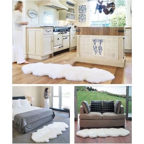 Tapis Salon carpet tapis chambre d’enfant Mouton Art tapis imitation environ 60x90 cm tapis couverture de fourrure fausse Blanc (1/4)