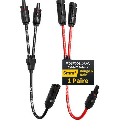 Câble Y Solaire 6mm² à Raccords Auto-Verrouillables pour Système PV  1500V, Cuivre Étamé, Isolation PPO Anti-UV, Étanchéité IP68, Raccord Auto-Verrouillable, Montage Parallèle Simple (1/5)
