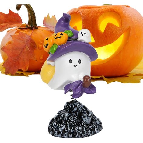 Petite figurine fantôme d'Halloween, statue en résine à tête tremblante pour bureau (1/5)