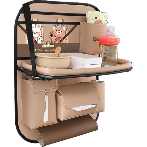 Organisateur Siège Arrière Auto Support Multifonction Imperméable Plateau Siège Auto pour Coffre Route Camping Camion SUV Passager Arrière Gobelet (1/5)