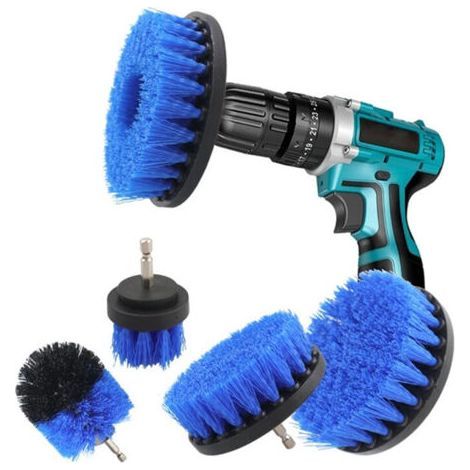 Drill Cleaning Brush 4 pieces, Brush for Drill Car Tile Carpet Bathtub Kitchen Toilet blue (1/4)
