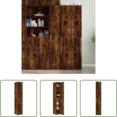 Buffet bois - Buffet haut chêne fumé 30x42,5x185 cm bois d'ingénierie (1/5)