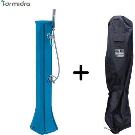 Douche Solaire Extérieur 26x29x120cm Happy Go Formidra 23L en Polyéthylène HD - Douchette Amovible, Mitigeur et Rince Pieds (1/5)