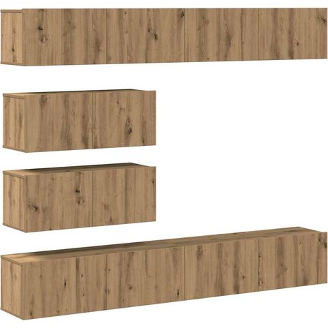 vidaXL Set Mobile TV 6 pz Montato a Parete Rovere in Legno Multistrato (1/5)