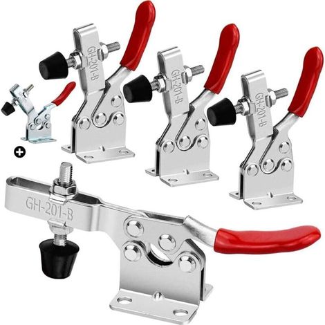 4 pinces à bascule GH-201-B environ. Attache rapide robuste et antidérapante de 90 kg - Avec tendeur GH-201 (1/4)