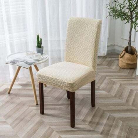[NIEMALS VERWENDET] Wasserfester Stuhlbezug mit Jacquard-Karomuster – Beige, moderner und strapazierfähiger Universal-Stuhlbezug für Zuhause, Restaurant, Bankettsaal und Küchendekoration