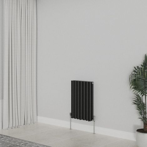 WarmeHaus Horizontal Oval Double Panel Black Radiator 600x413mm (1/5)