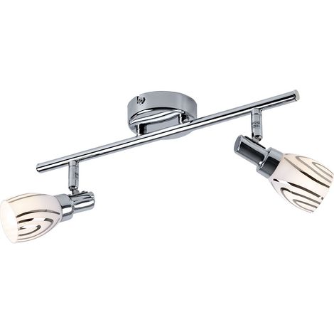 Deckenleuchte 2 Flammig Deckenstrahler schwenkbar Wohnzimmerleuchte Decke 2 Strahler, chrom Metall, 2x G9, LxBxH 36,5x8,5x16 cm, Globo 56707-2