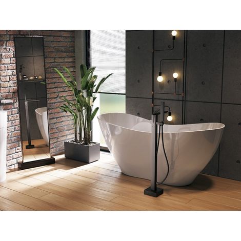 Baignoire îlot blanc brillant avec bonde chrome VIYA 160x70 (1/4)