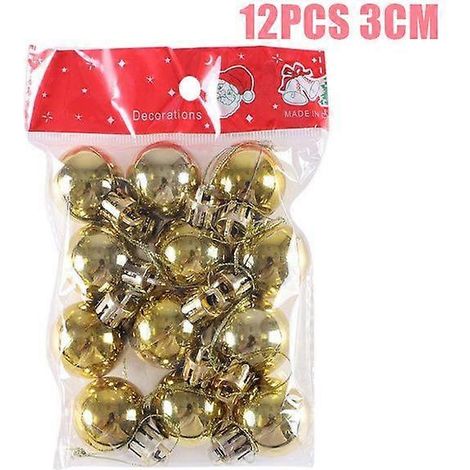 Boules de Noël décoratives à suspendre au sapin, sphères de 6 cm, cadeau de Noël ou de Nouvel An (Type-10, 12 pièces, 3 cm). (1/5)