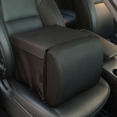 Boîte de rangement pour voiture avec couvercle, dossier lombaire et coffre 2-en-1, pliable, rectangulaire, pour siège auto (1/5)