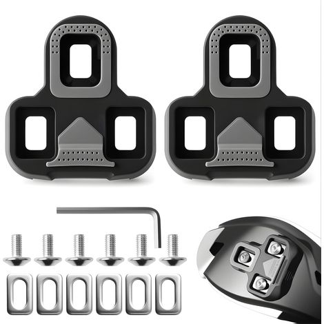 Compatibile con i pedali Look Keo, tacchette Grip Blade 2 Max Carbon a 3 fori, set di accessori per bicicletta, vestibilità sicura e design flessibile per bici da strada e MTB, include 6 piastre per p