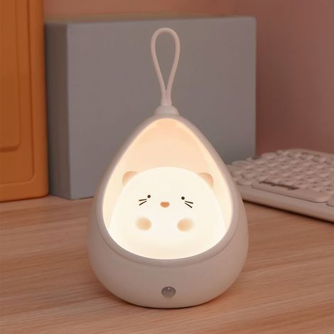 Weißes Nachtlicht, 10675125 mm, Einzelgerät, Sensor-Nachtlicht, USB-wiederaufladbare Nachttischlampe, kreative Silikon-Sensor-LED-Lampe. (1/4)