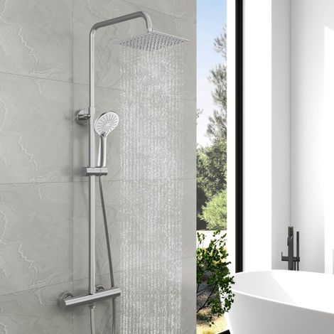 Biubuibath Thermostatic Bathroom Square Set Chrome Twin Head Exposed Valve (1/5)