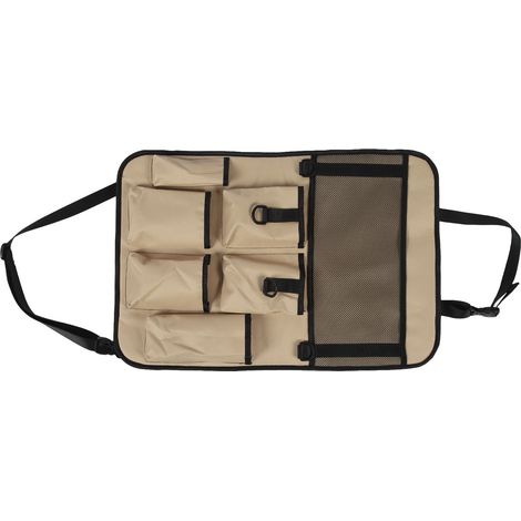 Filet de rangement pour siège arrière, organisateur de voiture à grandes poches, capacité élevée, accrochage facile, accessoire auto pour voiture camion voyage, kaki (1/5)