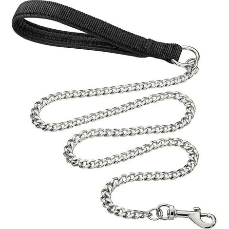 Sturdy Metal Dog Leash 180cm Anti-Chew Chain with Soft Padded Handle for Large Medium Dogs (180cm 3mm) MUMU (1/4)