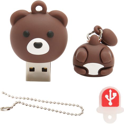 USB2.0 U Disk Supports Hot Swappable Ultra Stable Cartoon Cute Bear USB Flash Disk USB Stick for Mobile Phone PC 64GB (1/5)