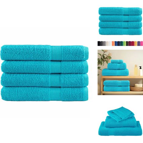 Premium-Saunatücher SOLUND 4 Stk. Türkis 80x200 cm 600 g/m² - Saunatücher - Handtücher - Badeset - Wellness - Türkise Handtücher (1/5)