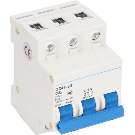 Miniatur-Drehstrom-Leistungsschalter DZ47-63 C32 400 V 32 A, DIN-Schienenmontage, 6000 A Schaltleistung (1/5)