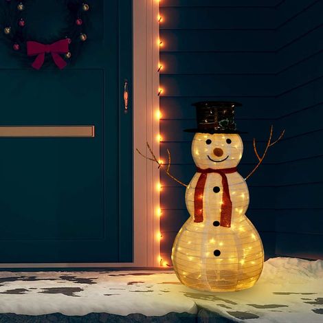vidaXL Muñeco de nieve decorativo de Navidad con LED tela lujosa 90 cm (1/5)