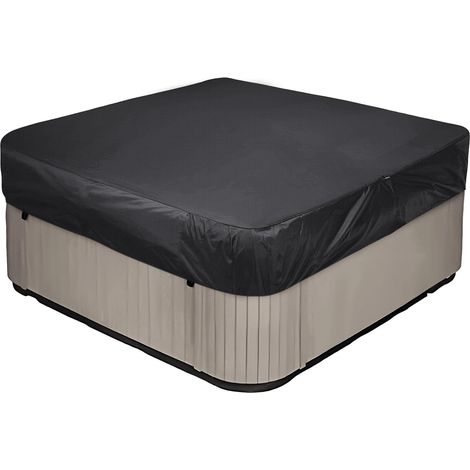 Housse de spa de jardin (231 x 231 x 30 cm), noire, tissu Oxford 2100D, imperméable, anti-poussière et anti-UV, pour spa extérieur. (1/5)