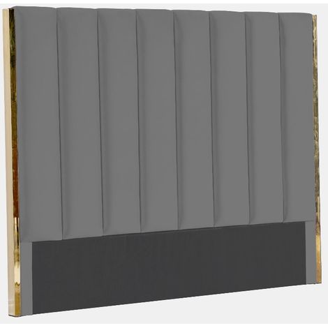 MEUBLER DESIGN Tête De Lit Simili Cuir Et Or Veneto - Polyuréthane Gris - 140 Cm, Style Art déco, 150 x 8 x 140 cm (1/3)