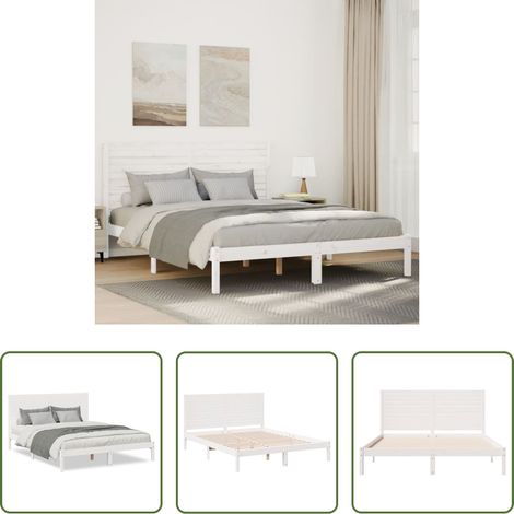 vidaXL Sommier à lattes - Cadre de lit extra long sans matelas 140x210 cm bois massif (1/5)