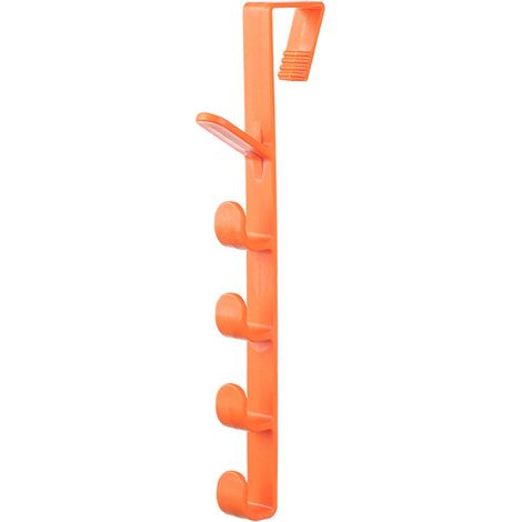 Door Hook Multipurpose Modern Style Punch Free Strong Load Bearing Door Coat Rack for Bedroom Living Room Entrance Orange (1/5)