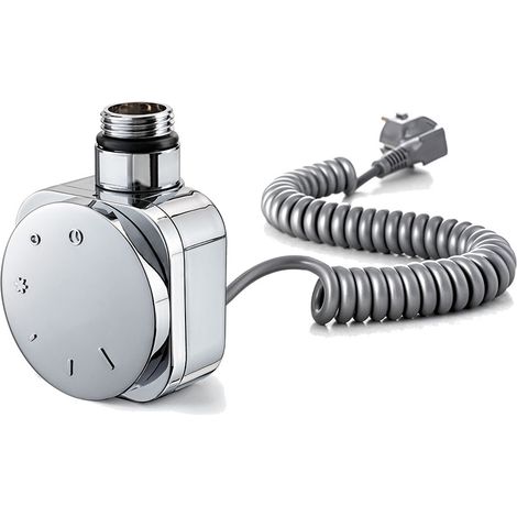 Kibath Temostato con resistencia SECATOALLAS redondo de 600W acabado CROMO brillo fabricado en ABS (1/4)