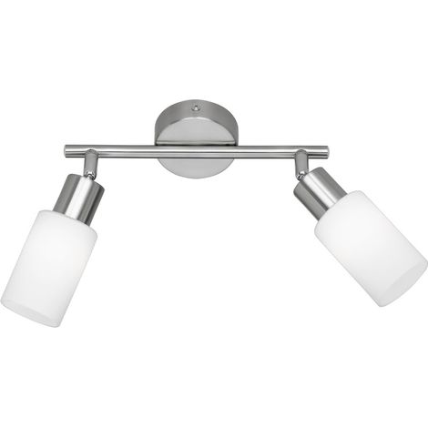 Plafonnier Nickel 2 Spot Abat-Jour Ajustable en Verre Mars Trio Lighting (1/3)