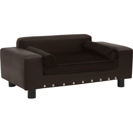 Canapé pour chien 81 cm peluche et synthétique marron