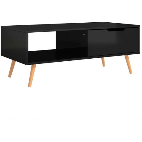 vidaXL Tavolino Salotto Nero Lucido 100x49,5x43 cm Legno (1/5)
