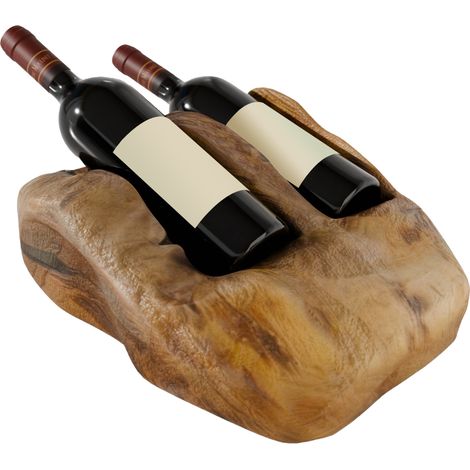 Portabottiglie vino in legno di abete vintage con doppio scomparto 30 x 33 x 18 cm (1/5)
