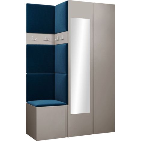 Conjunto para recibidor Pinis XXVI, Manila 26, 186x116x46cm, Espejo, Aglomerado laminado, Tapiz, Colocada, Montada en la pared