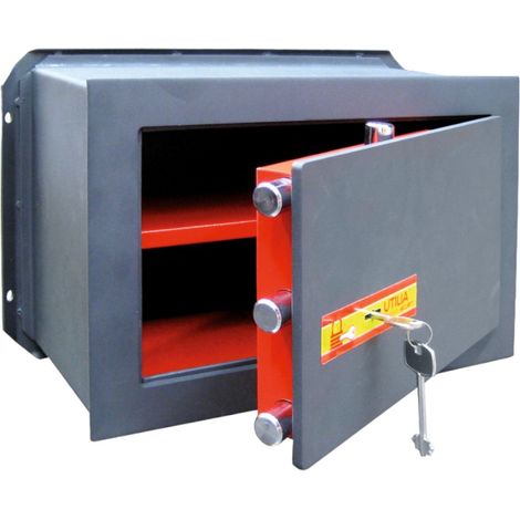 UTILIA Cassaforte acciaio a muro da incasso blindata antiscasso 49x19,5xH32 cm (1/2)
