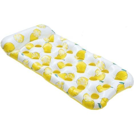 Aufblasbare Schwimmmatratze mit Kopfstütze, Zitronen-Design, 180 x 88 cm, 628530 (1/5)