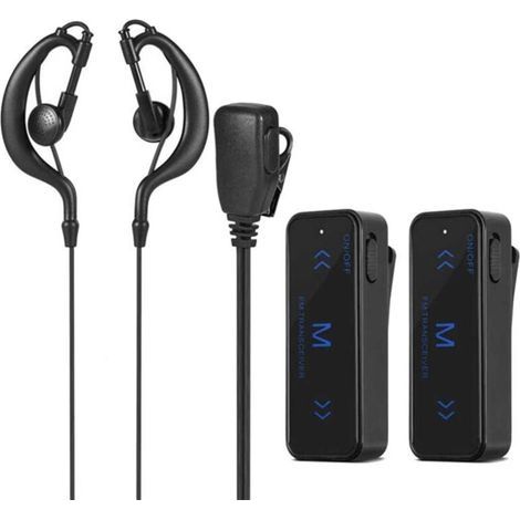 Deux talkies-walkies portatifs 400–470 MHz, puissance 3 W, communication bidirectionnelle, avec casque antibruit USB inclus (1/4)