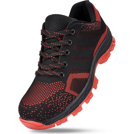 Chaussures de sécurité respirantes pour hommes, bottes de travail anti-perforation à embout en acier (rouge, pointure 42) (1/5)