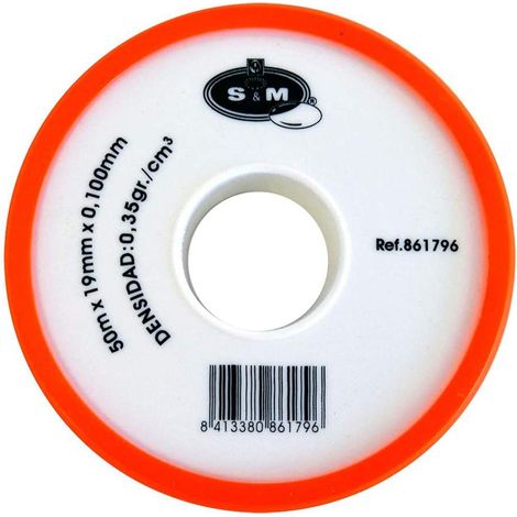 Teflon Fontanero Media Densidad 19Mmx0,1Mmx50Mt Ptfe Bl S M