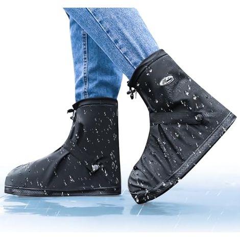 [JAMAIS UTILISÉ]Couvre-chaussures de vélo imperméables, antidérapants, pliables, avec fermeture éclair, bandes réfléchissantes, pour homme et femme, pour vélo de route, VTT, chaussures de vélo de rout (1/5)